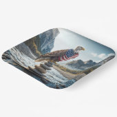 Kale adelaar op Cairn met Amerikaanse vlag Papieren Bordje (Gebogen)