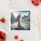 Kale adelaar op Cairn met Amerikaanse vlag Servet (Insitu)