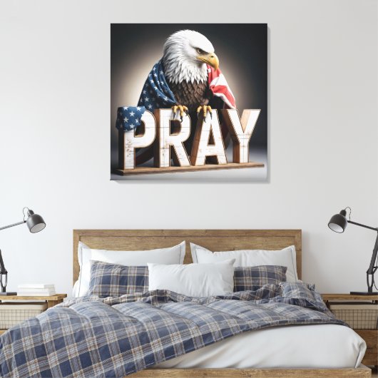 Kale Adelaar op een gebed teken Canvas Afdruk (Insitu (Slaapkamer))