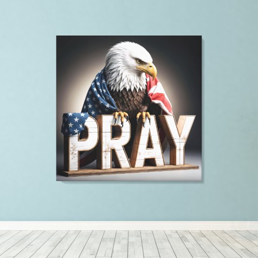 Kale Adelaar op een gebed teken Canvas Afdruk (Insitu (Houten vloer))