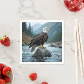 Kale adelaar op een rivier rots servet (Insitu)