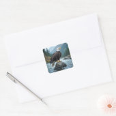 Kale adelaar op een rivier rots vierkante sticker (Envelop)