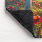 Kale adelaar op het militaire kruis met klaprozen muismat (Hoek)