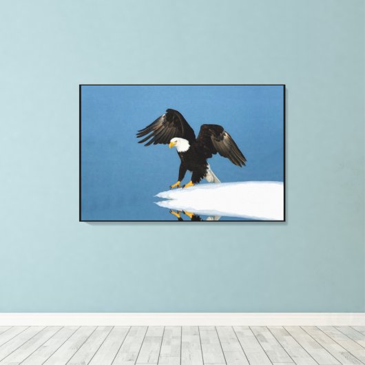 Kale adelaar op ijs verpakt canvas afdruk (Insitu (Houten vloer))
