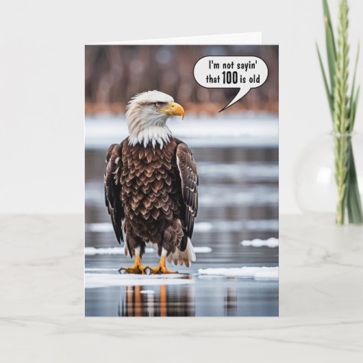 Kale adelaar op ijs voor 100e verjaardag kaart (Voorkant)