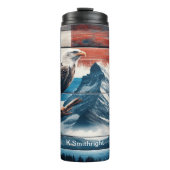 Kale adelaar op rustieke vlag thermosbeker (Voorkant)