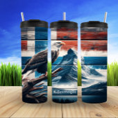 Kale adelaar op rustieke vlag thermosbeker