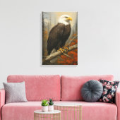 Kale adelaar op tak in herfstbos canvas afdruk (Insitu (Woonkamer))