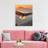Kale adelaar stijgt bij zonsondergang canvas afdruk (Insitu (Woonkamer))