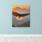 Kale adelaar stijgt bij zonsondergang canvas afdruk (Insitu (Houten vloer))