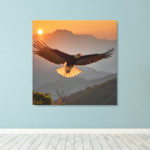 Kale adelaar stijgt bij zonsondergang canvas afdruk (Insitu (Houten vloer))