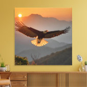 Kale adelaar stijgt bij zonsondergang canvas afdruk (Insitu (Woonkamer))