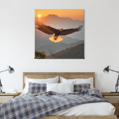 Kale adelaar stijgt bij zonsondergang canvas afdruk (Insitu (Slaapkamer))