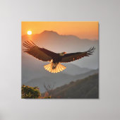 Kale adelaar stijgt bij zonsondergang canvas afdruk (Voorkant)