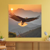 Kale adelaar stijgt bij zonsondergang canvas afdruk (Insitu (Woonkamer))