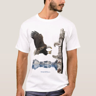 Kale adelaar, Totem Pole & Mountain scene T-shirt