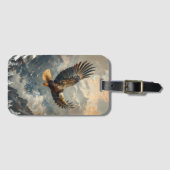 Kale adelaar vliegen over bergen schilderij bagagelabel (Voorkant (horizontaal))