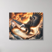 Kale adelaar vliegt met Amerikaanse grondwet Canvas Afdruk (Voorkant)