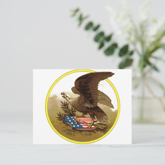  kale adelaars en schild briefkaart (Staand voorkant)