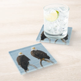Kale adelaars met houding Grappig Wildlife Glazen Onderzetter