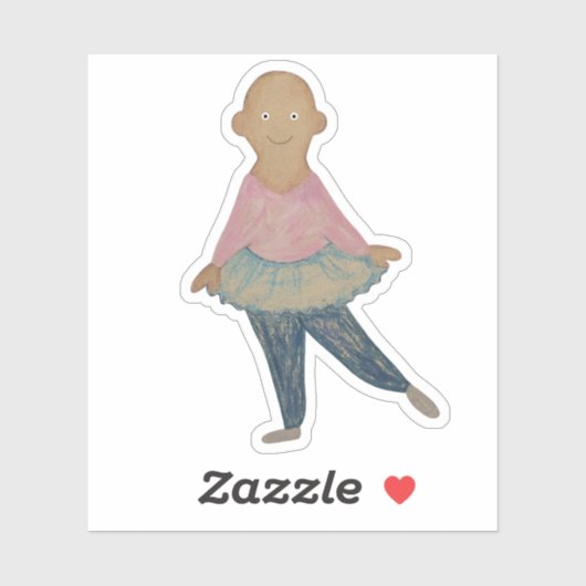 Kale ballerina in blauwe rok. sticker (Vel)
