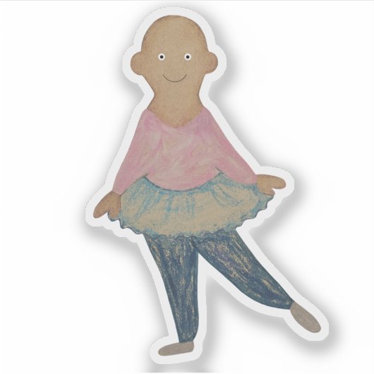 Kale ballerina in blauwe rok. sticker (Voorkant)