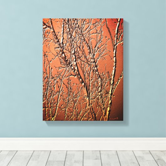 Kale berkenboomtakken Abstract Canvas Afdruk (Insitu (Houten vloer))