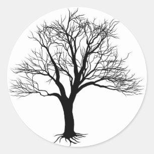 Kale boom silhouet ronde sticker