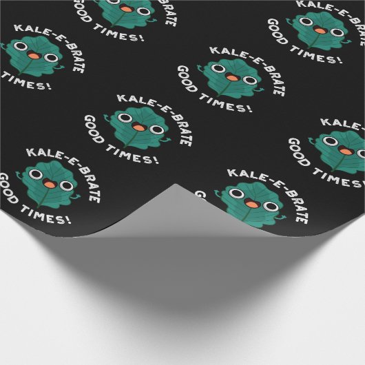 Kale-e-brate Good Times Funny Veggie Pun Dark BG Cadeaupapier (Hoek)