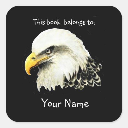 Kale Eagle Bird, Dit boek hoort bij Bookplate Vierkante Sticker (Voorkant)