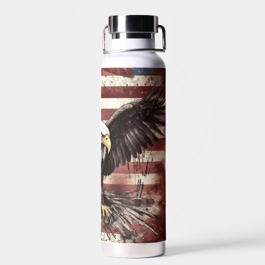 Kale Eagle Landing Amerikaanse vlag Waterfles (Achterkant)