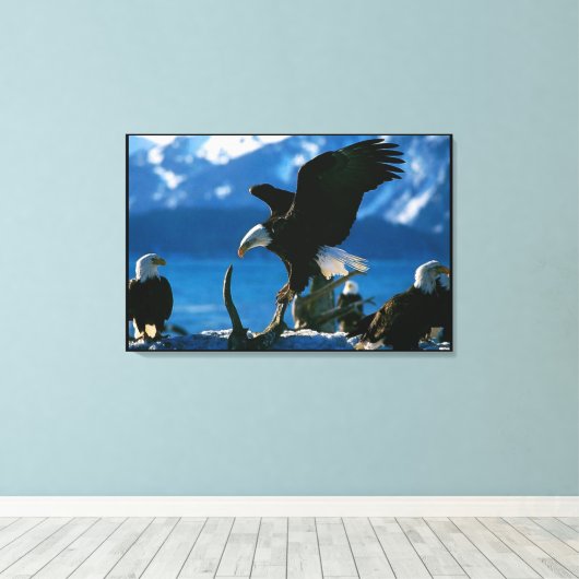 Kale Eagle op log verpakt Canvas Afdruk (Insitu (Houten vloer))
