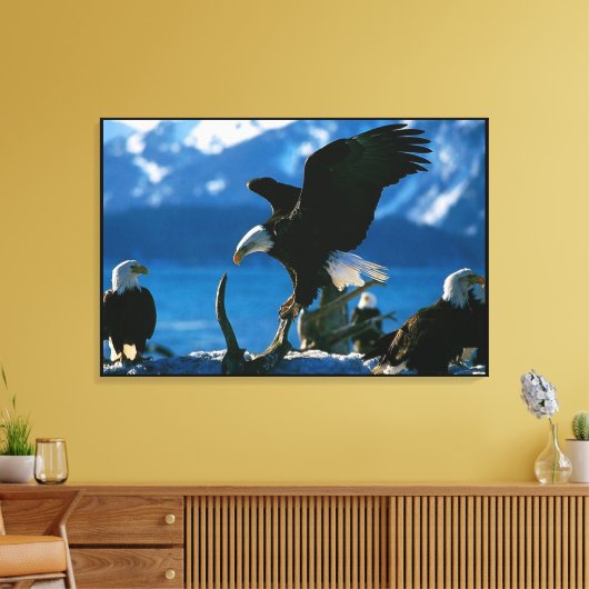 Kale Eagle op log verpakt Canvas Afdruk (Insitu (Woonkamer))
