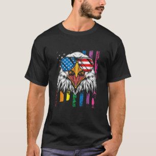Kale Eagle Rainbow Amerikaanse vlag Patriottische T-shirt
