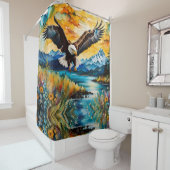 Kale Eagle River wilde bloemen bij zonsondergang Douchegordijn (In situ)