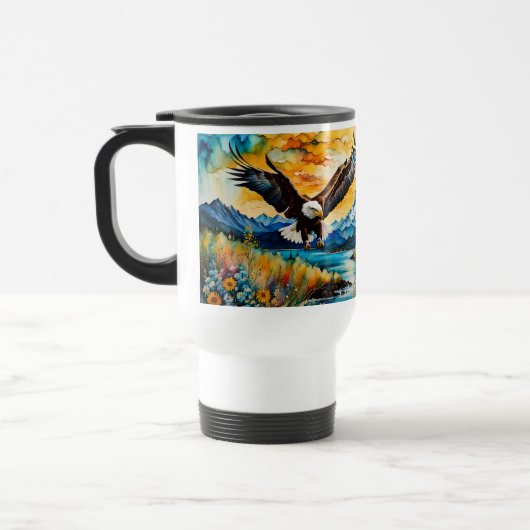 Kale Eagle rivier wilde bloemen bij zonsondergang Reisbeker (Links)