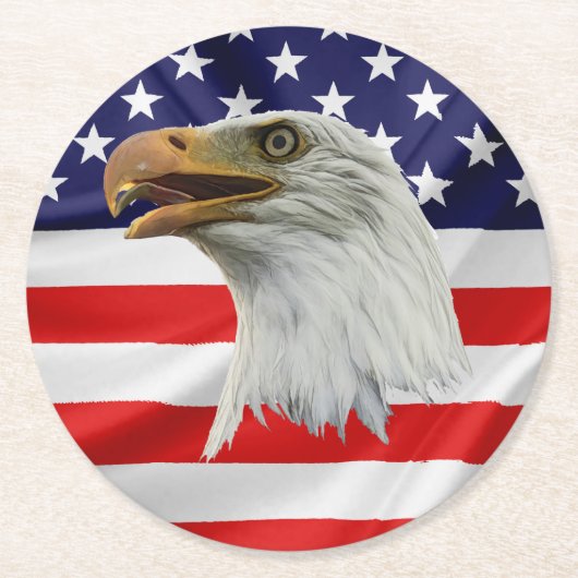 Kale Eagle verleidelijk patriottisch geschenk Ronde Kartonnen Onderzetter (Voorkant)