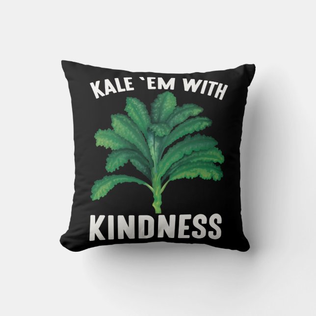 Kale Em met Kindness Green Veggies Vegan Pun Kussen (Voorkant)