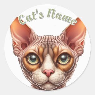  Kale en Rimpelige Kat · Gepersonaliseerd Ronde Sticker
