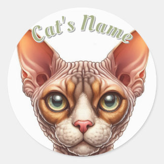  Kale en Rimpelige Kat · Gepersonaliseerd Ronde Sticker