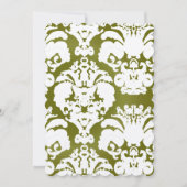 Kale Green Damask Vintage Wedding Invitting Kaart (Voorkant)