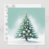 kale groene dennenboom | zilvergroen Sinaasappel Feestdagenkaart (Voorkant / Achterkant)