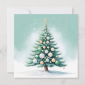 kale groene dennenboom | zilvergroen Sinaasappel Feestdagenkaart (Voorkant)