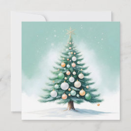 kale groene dennenboom | zilvergroen Sinaasappel Feestdagenkaart