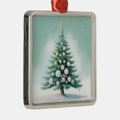 kale groene dennenboom | zilvergroen Sinaasappel Metalen Ornament (Rechts)