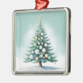 kale groene dennenboom | zilvergroen Sinaasappel Metalen Ornament (Links)