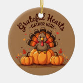 Kale Hartjes Thanksgiving Kalkoen Keramisch Ornament (Voorkant)