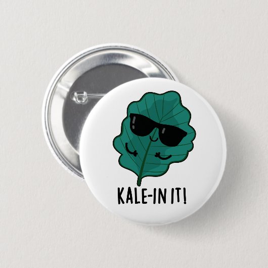 Kale-in it Funny Veggie Kale Pun Ronde Button 5,7 Cm (Voorkant /achterkant)