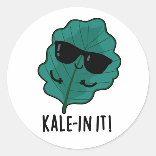 Kale-in it Funny Veggie Kale Pun Ronde Sticker (Voorkant)