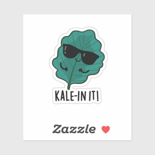 Kale-in it Funny Veggie Kale Pun Sticker (Vel)